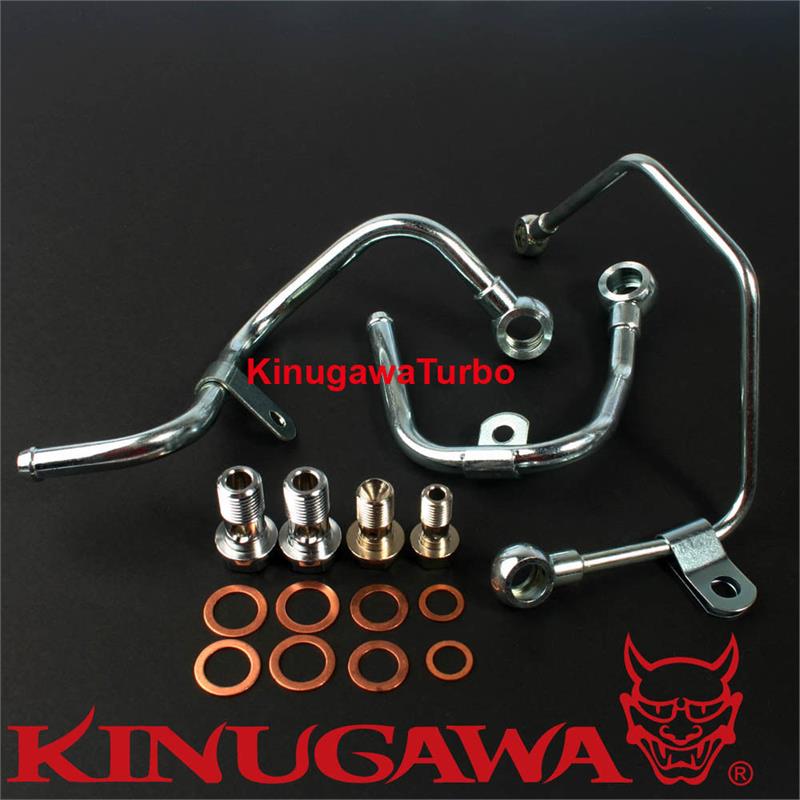 Kinugawa Turbo Oil Water Line Kit & Gasket Fit Mitsubishi 4G63T EVO 4-9 TD05HR 